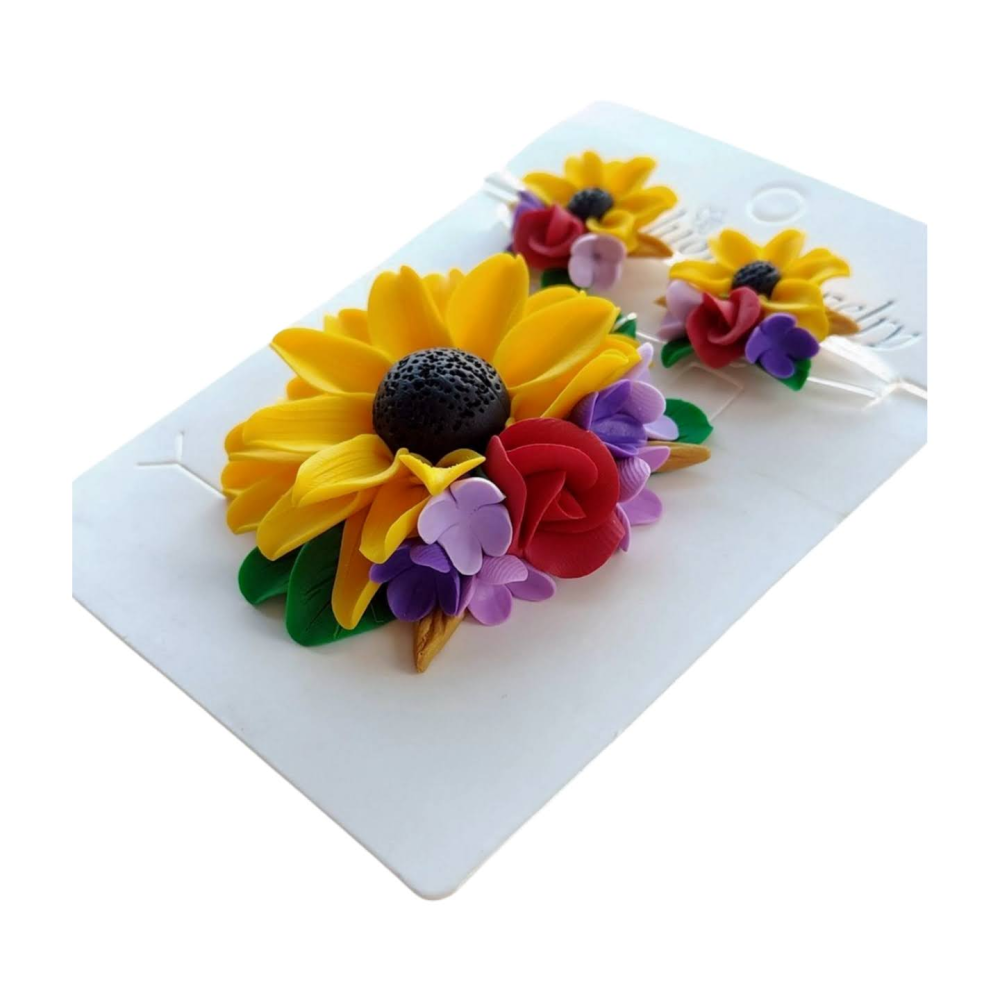 Set handmade pandantiv și cercei floarea soarelui
