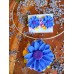 Set handmade pandantiv și cercei accente de albastru