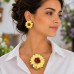 Set handmade pandantiv și cercei flori galben