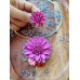 Set handmade pandantiv și cercei flori roz