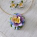 Set handmade pandantiv și cercei - floare de iris