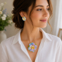 Set handmade pandantiv și cercei - floare de iris