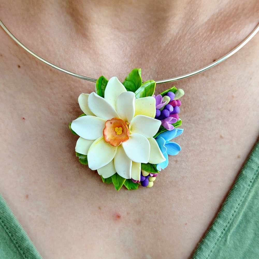 Set handmade pandantiv și cercei flori de liliac