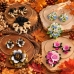 Set handmade pandantiv și cercei flori roz