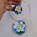 Set handmade pandantiv și cercei accente de albastru
