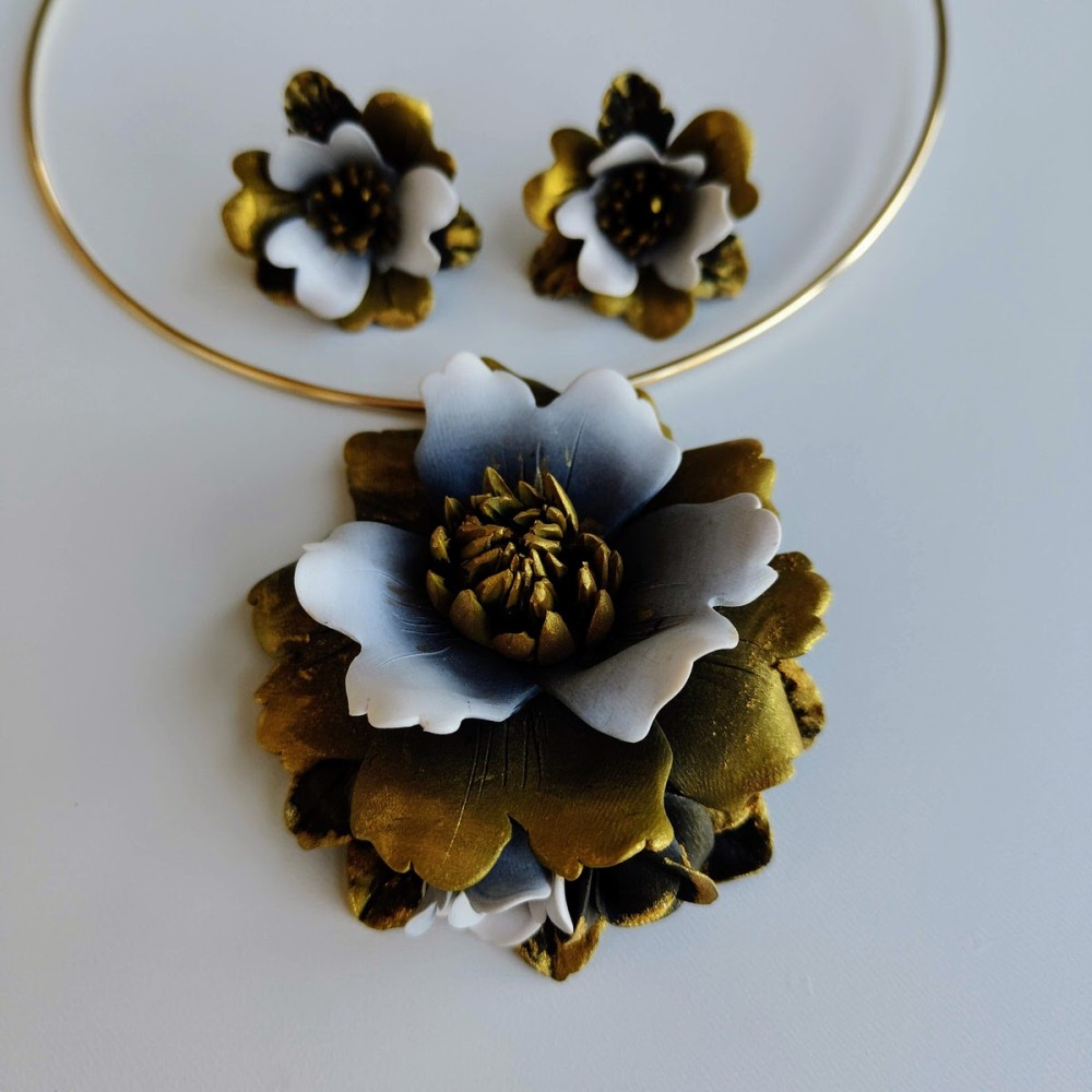 Set handmade colier și cercei - aramiu tomnatic