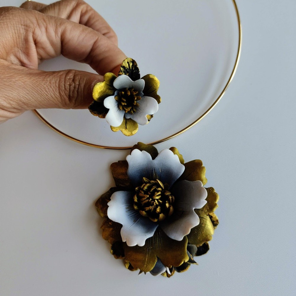 Set handmade colier și cercei - aramiu tomnatic