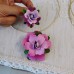 Set handmade pandantiv și cercei flori roz