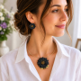 Set Bijuterii Handmade – Black chrysanthemum