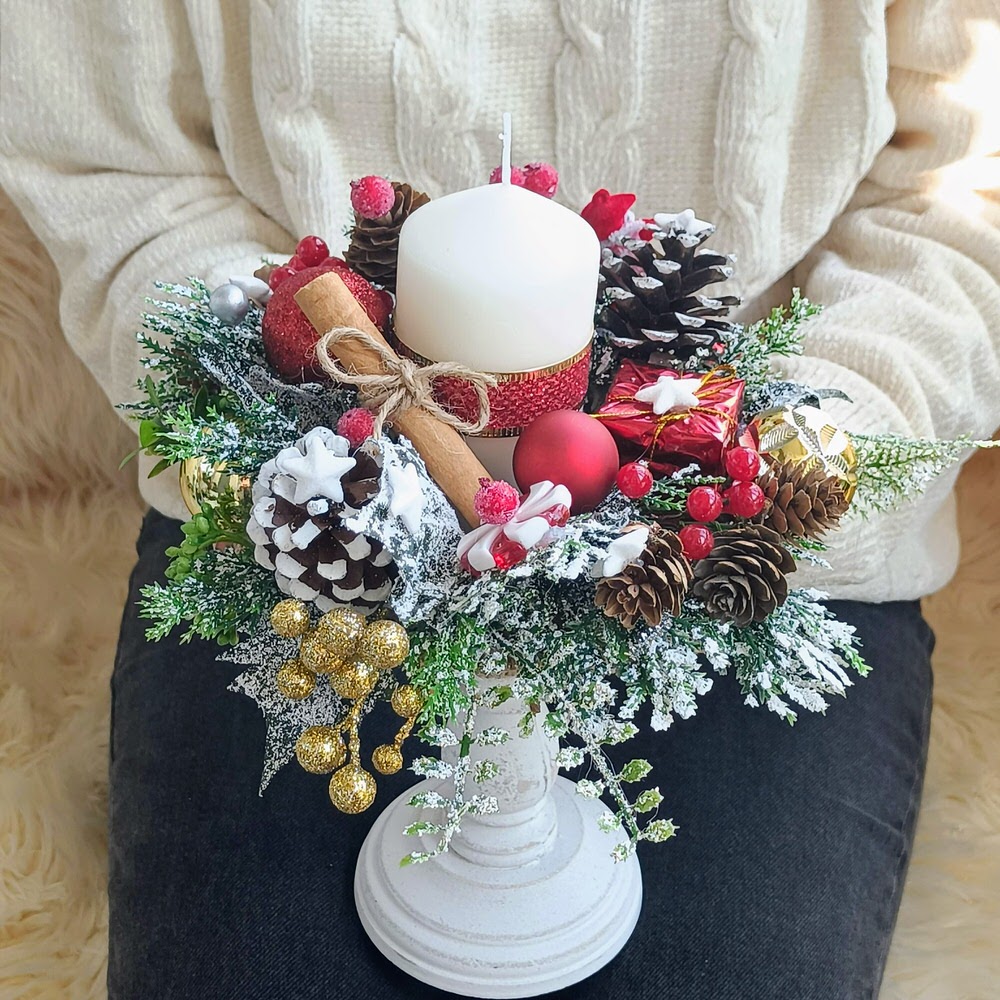 Aranjament handmade pentru masa de Craciun