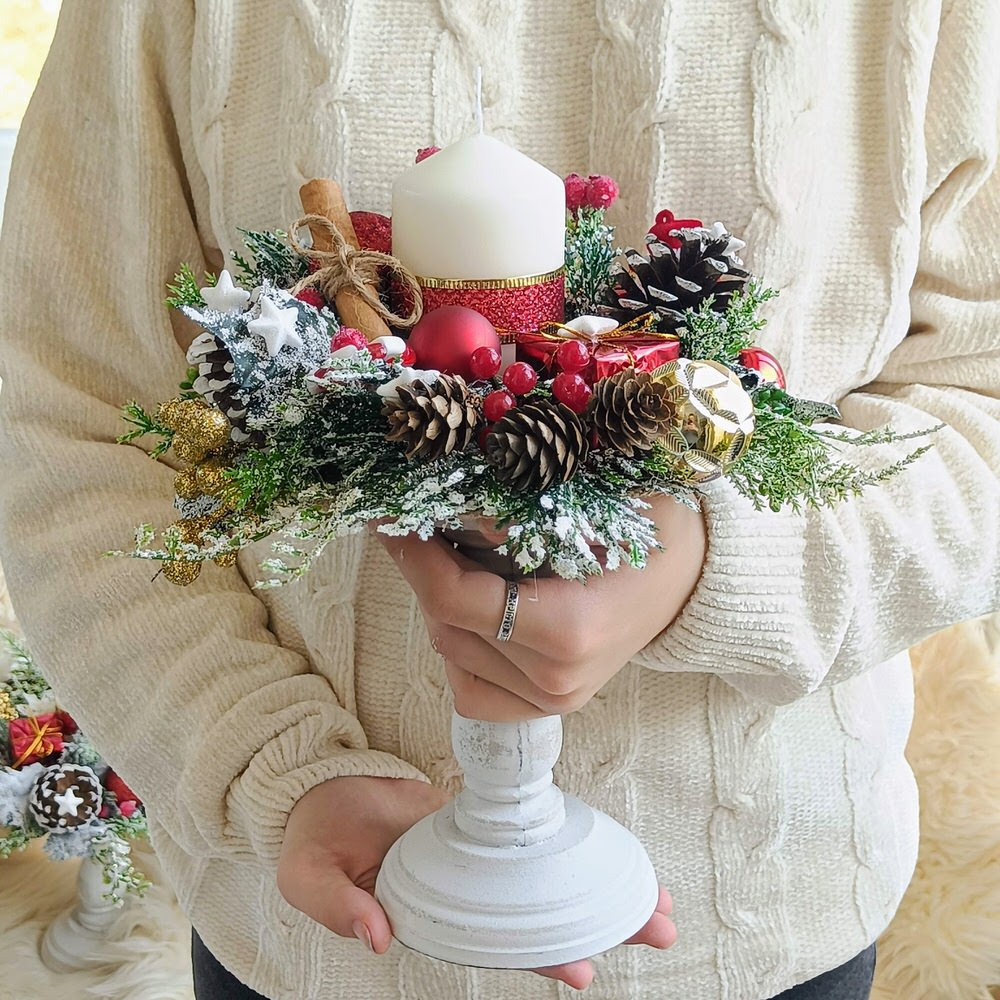 Aranjament handmade pentru masa de Craciun