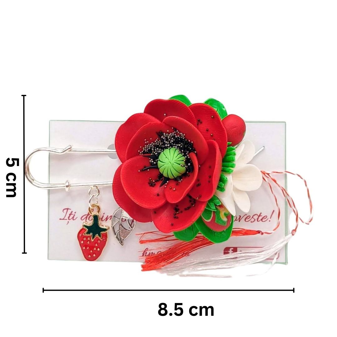 Brosa handmade pentru sacou - Floare de mac