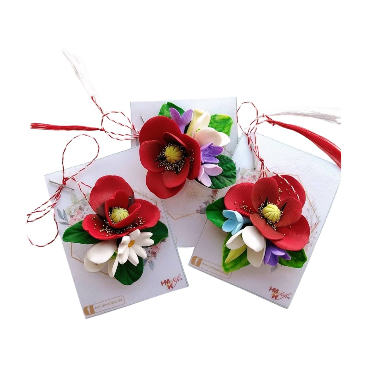 Mărțișor handmade cu flori de mac