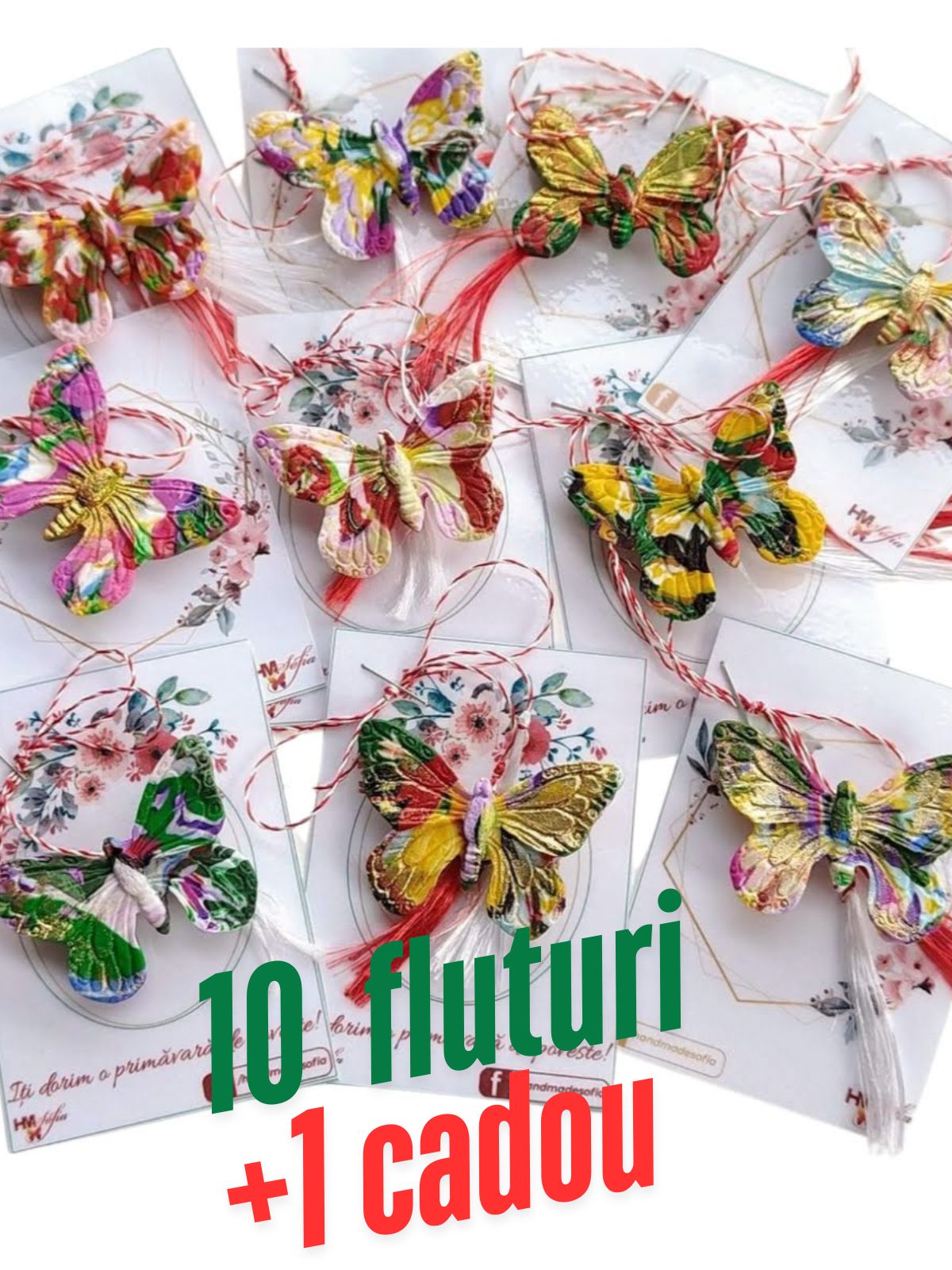 Set martisoare fluturi: 10 + 1 cadou | modele unicat