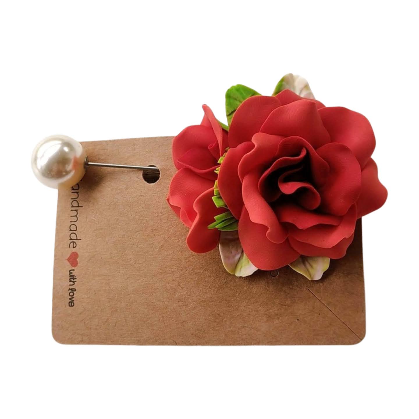 Martisor deosebit cu ac si perla - trandafiri multicolori