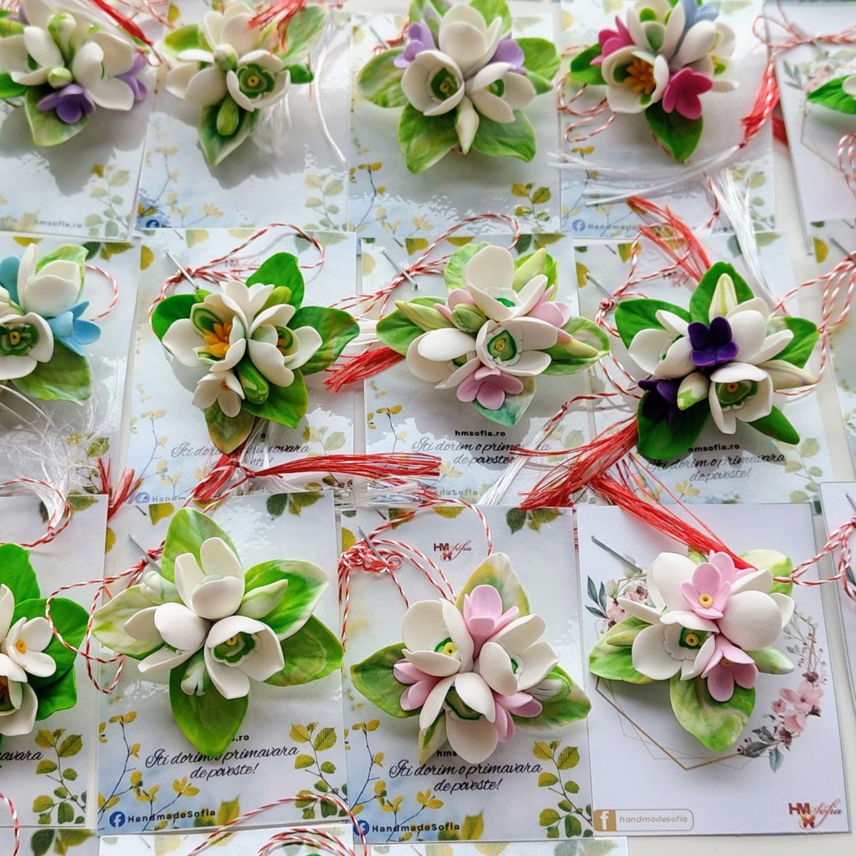 Ghiocei - martisoare buchet cu trei ghiocei, handmade
