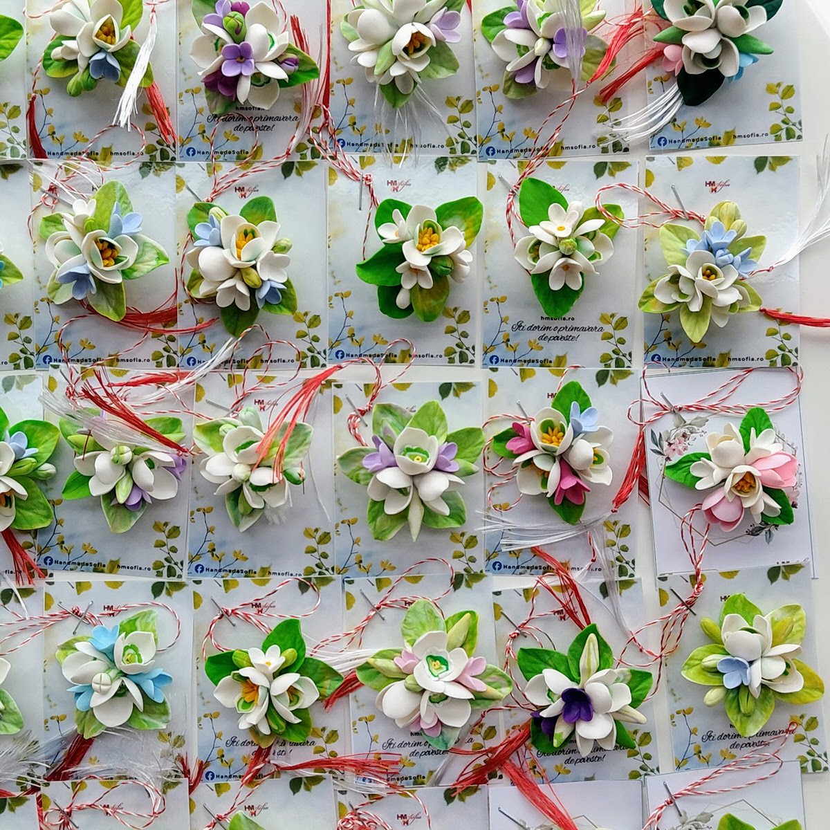 Ghiocei - martisoare buchet cu trei ghiocei, handmade