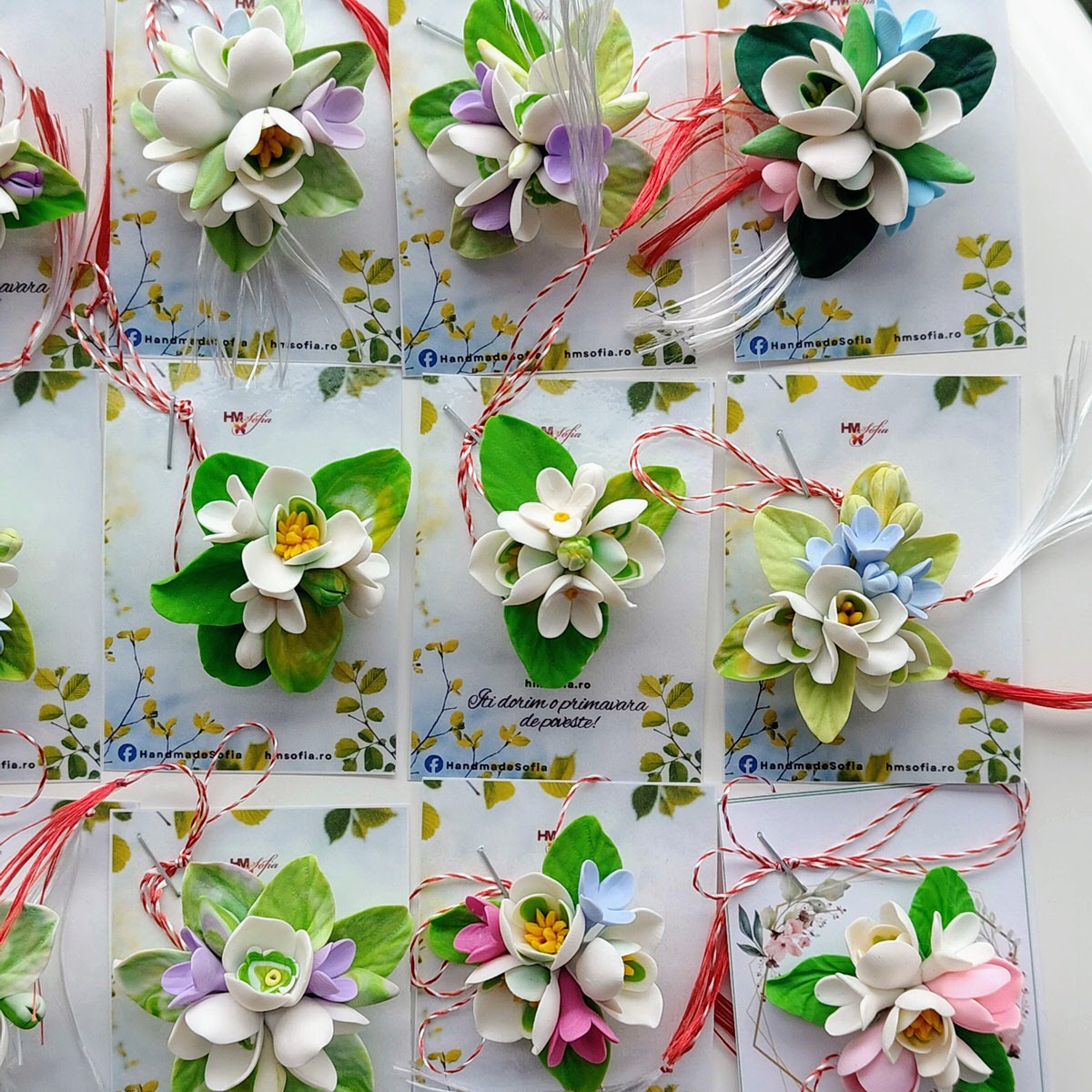 Ghiocei - martisoare buchet cu trei ghiocei, handmade