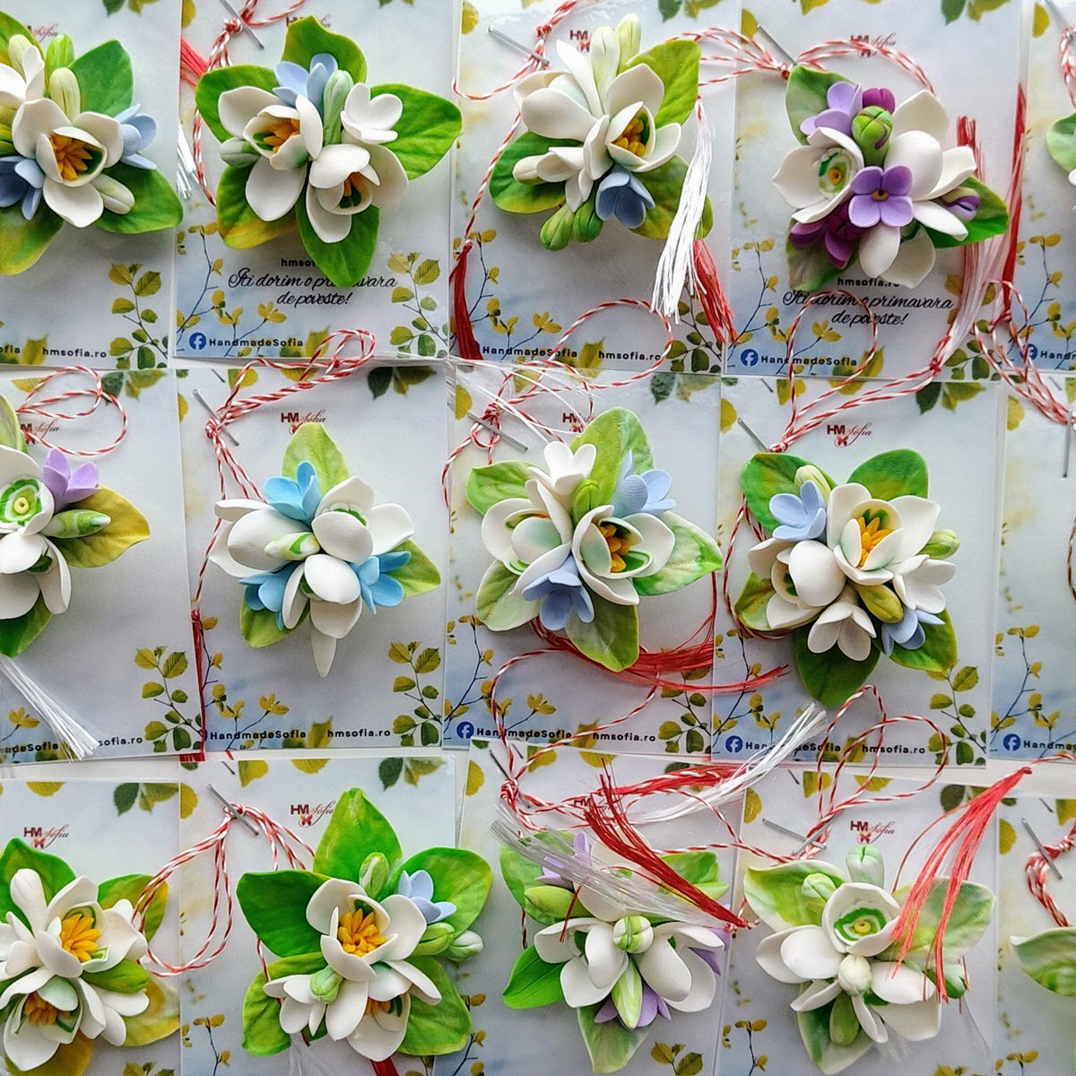 Ghiocei - martisoare buchet cu trei ghiocei, handmade