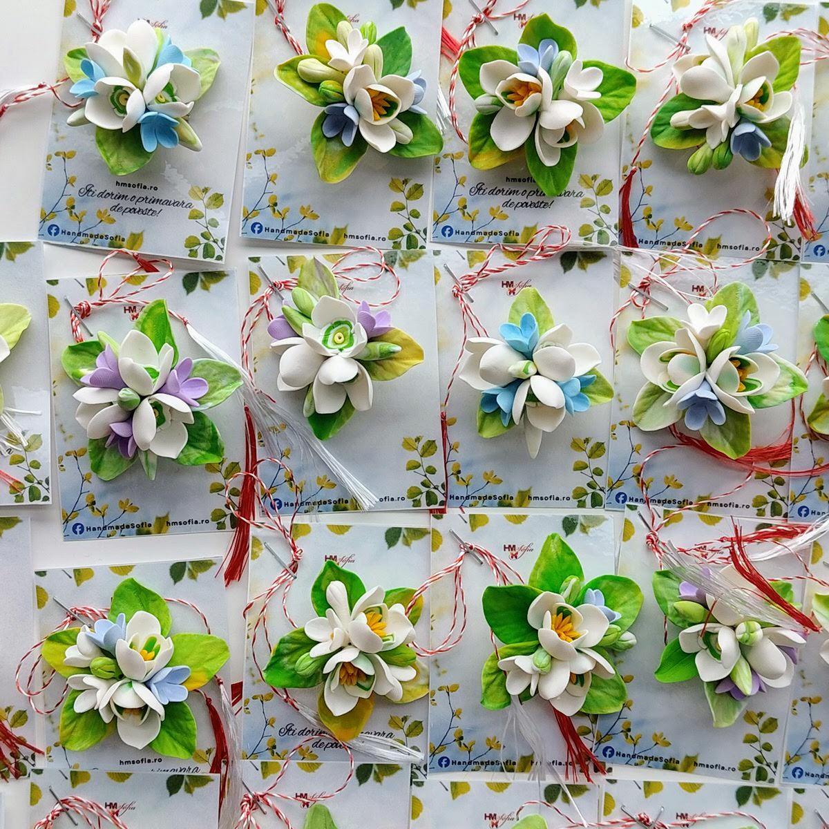 Ghiocei - martisoare buchet cu trei ghiocei, handmade