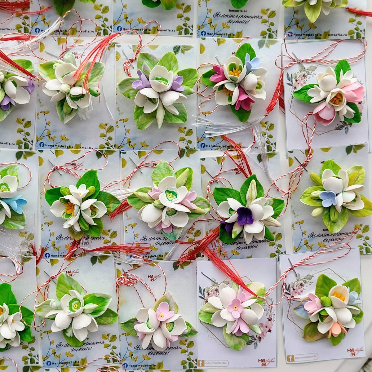 Ghiocei - martisoare buchet cu trei ghiocei, handmade