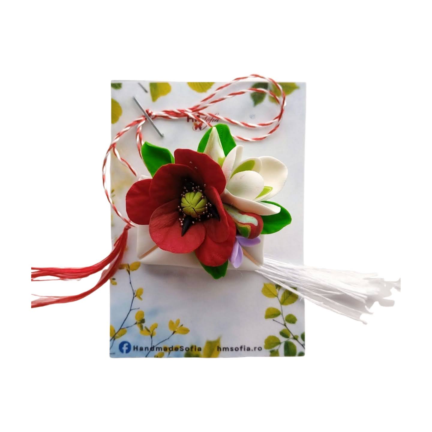 Martisor mesaj cu flori de mac