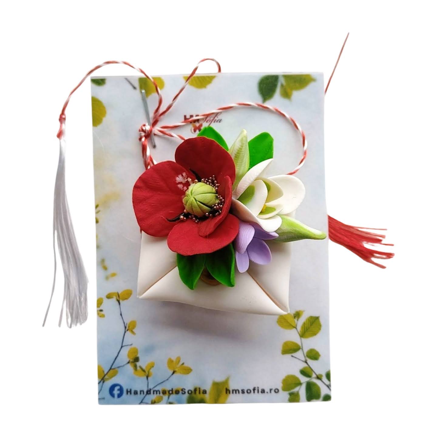 Martisor mesaj cu flori de mac