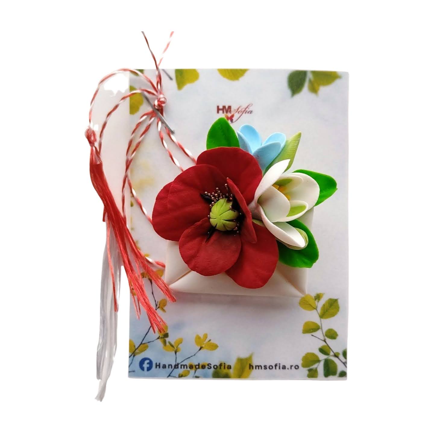 Martisor mesaj cu flori de mac