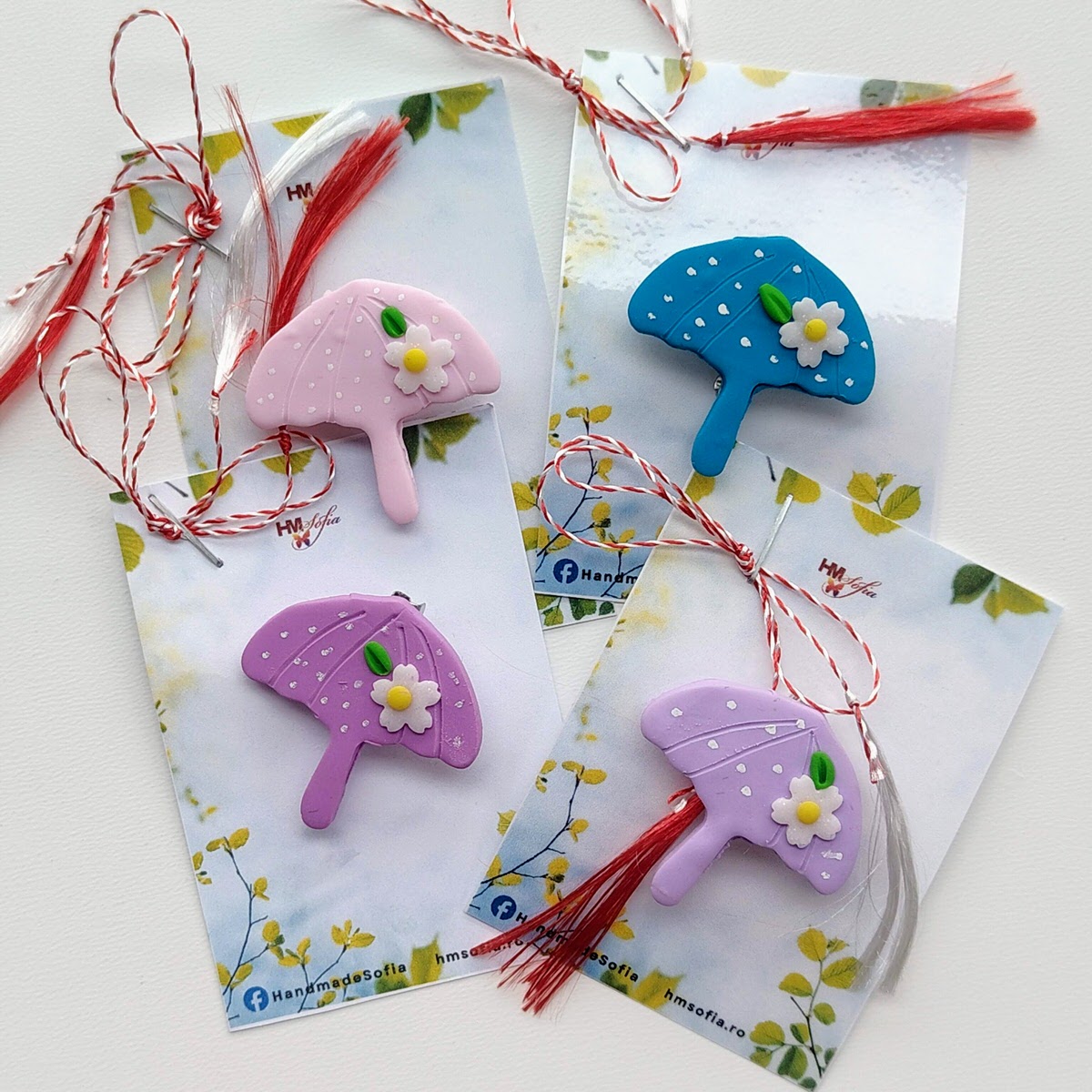 Brosa martisor - umbrelute - culori multiple
