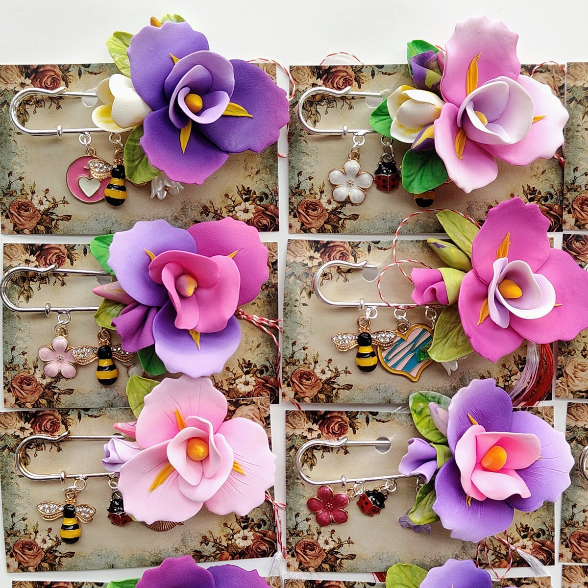 Brosa handmade mare - Iris (culori multiple)