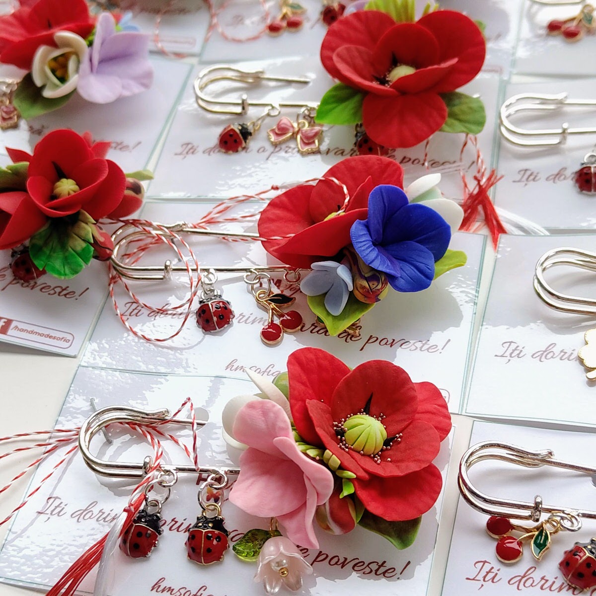 Brosa handmade pentru sacou - Floare de mac