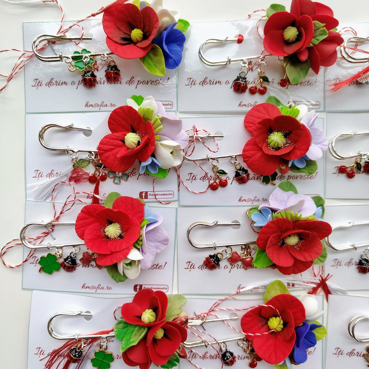 Brosa handmade pentru sacou - Floare de mac