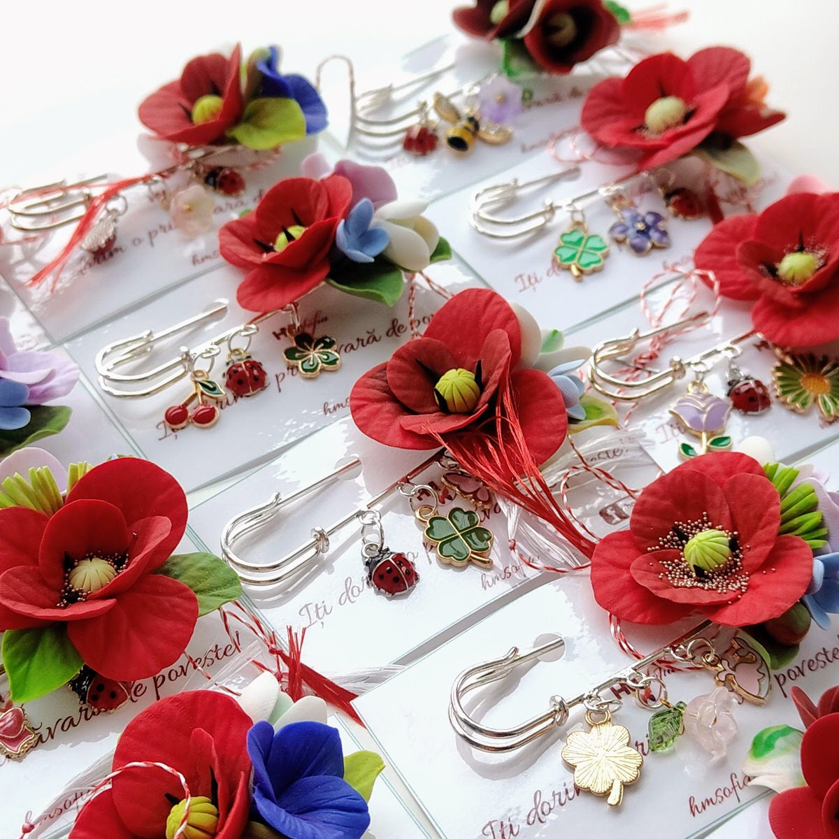 Brosa handmade pentru sacou - Floare de mac
