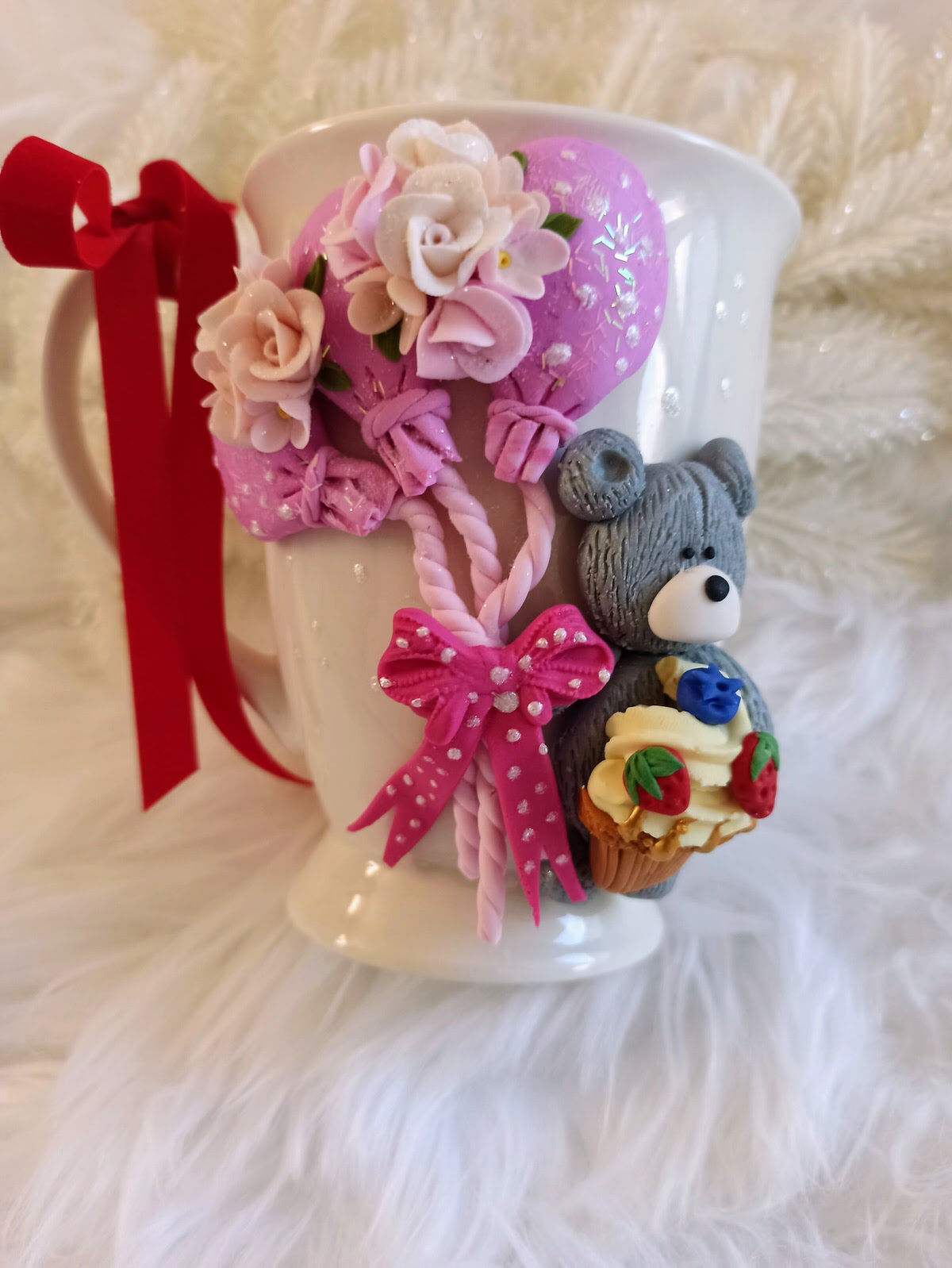 Cană personalizată 3D ursuleț, înghețată și baloane