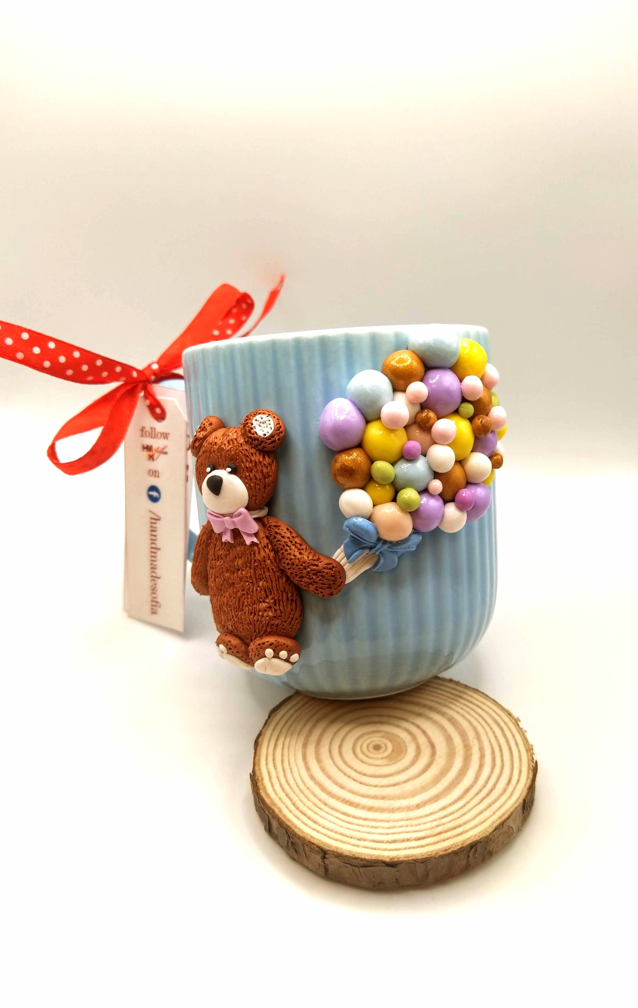 Cană personalizată 3D ursuleț cu buchet de baloane