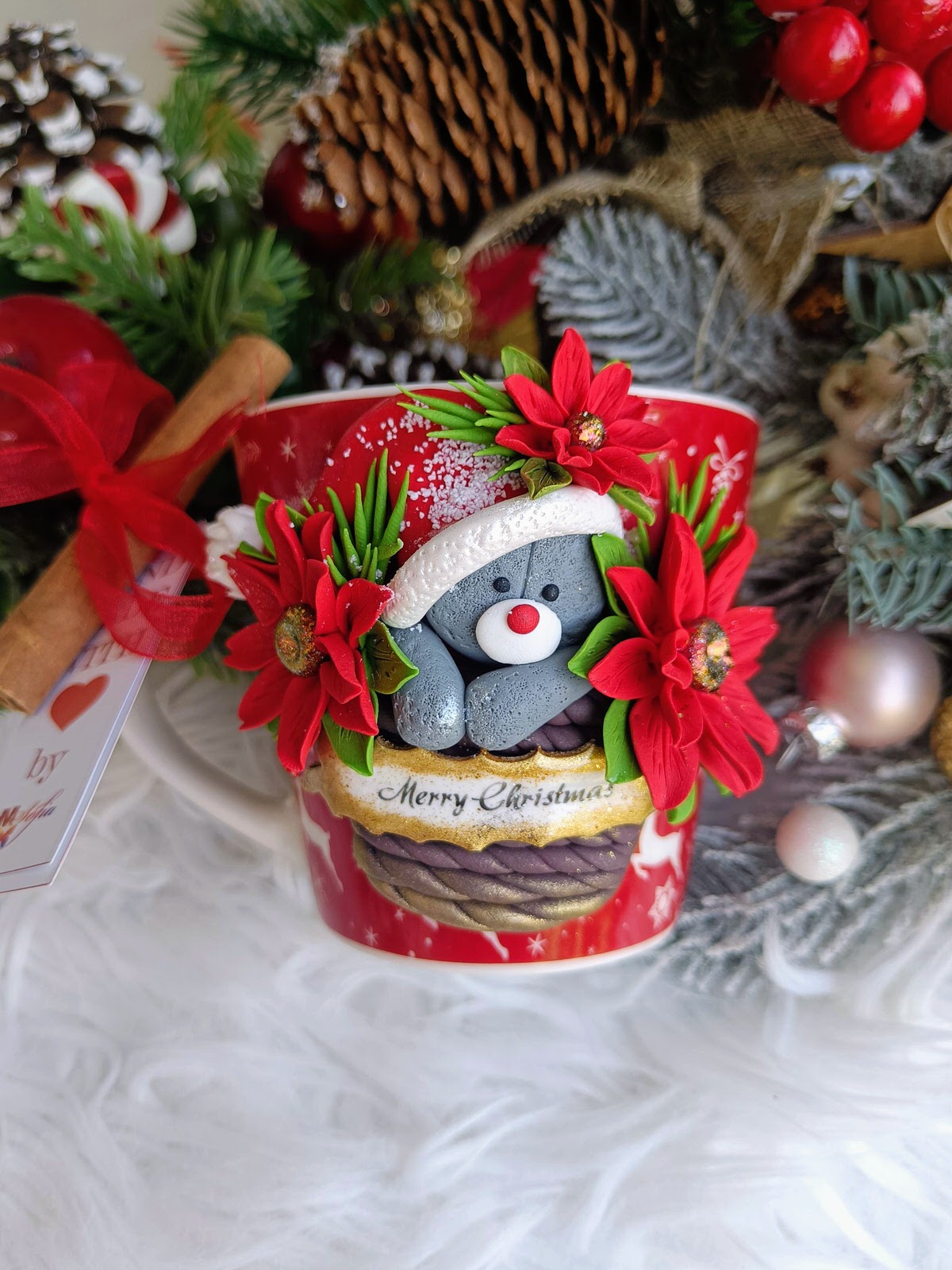 Cană personalizată de Crăciun - ursuleț 3D