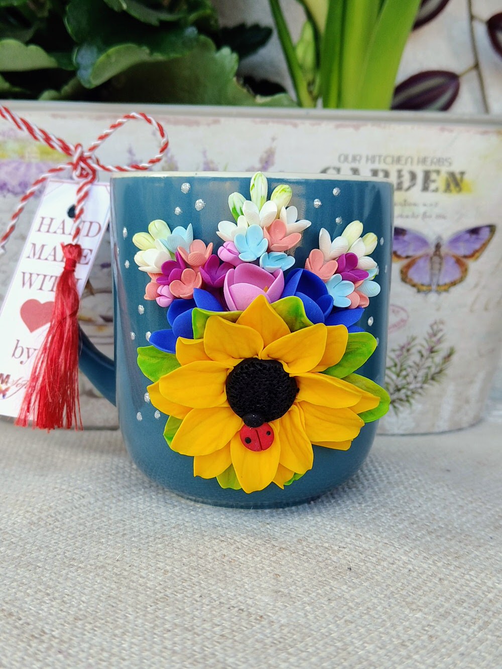 Cană flori 3D - buchet de floarea soarelui