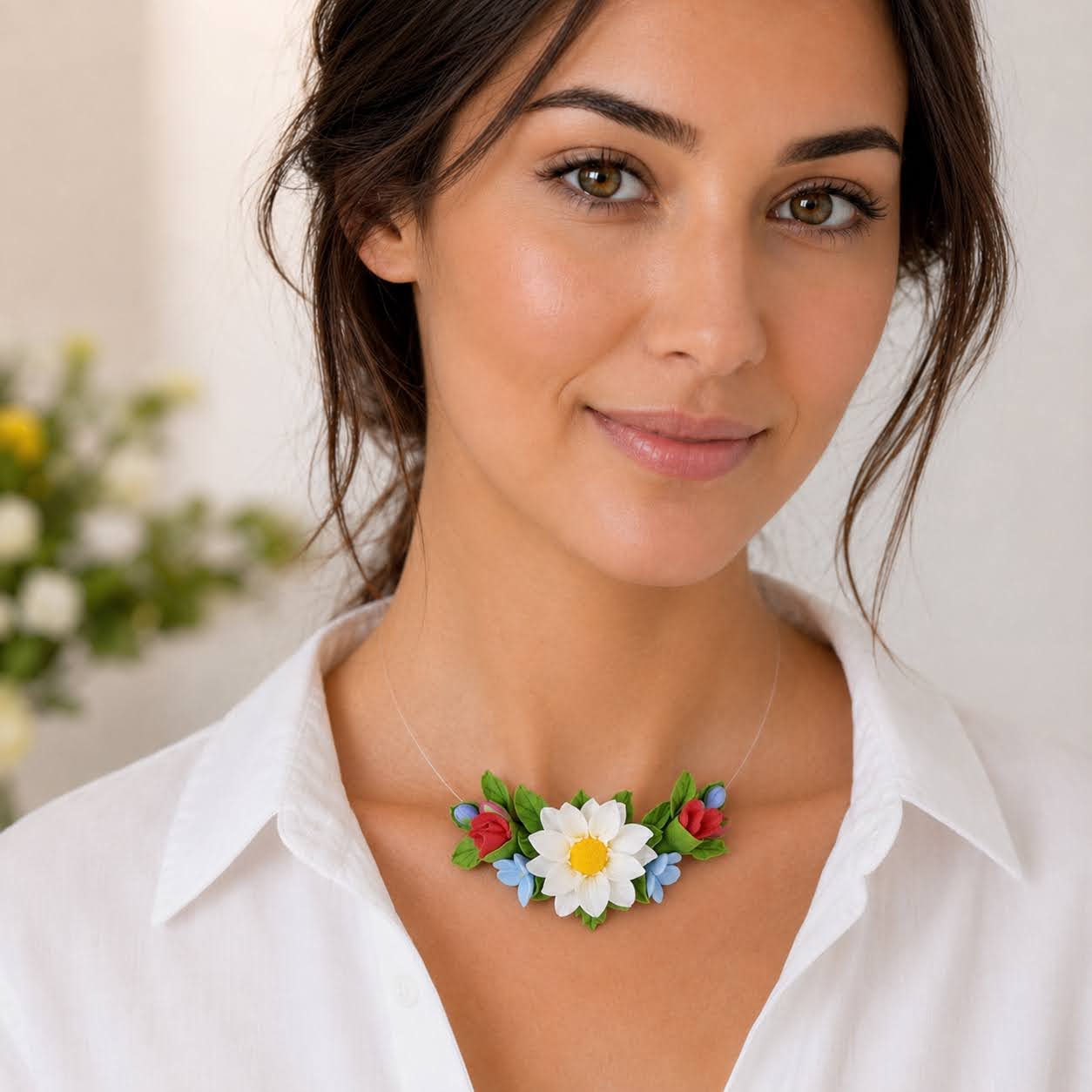 Colier cu flori de vara - handmade, Colecția Summer Flowers 2026