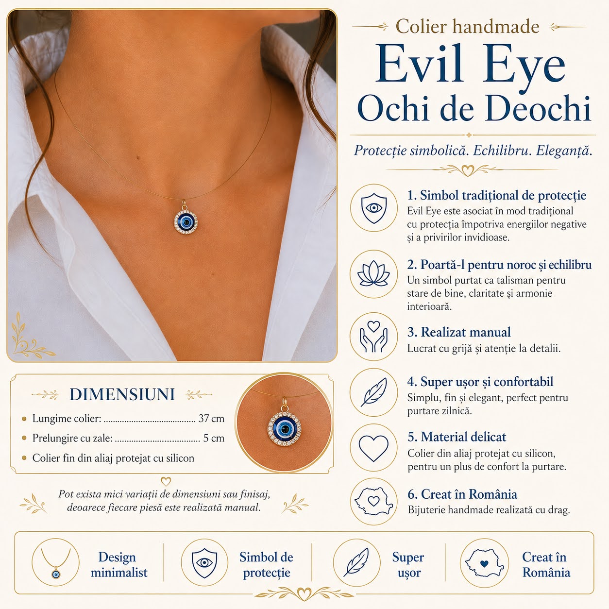 Colier la baza gatului - Greek Eye 