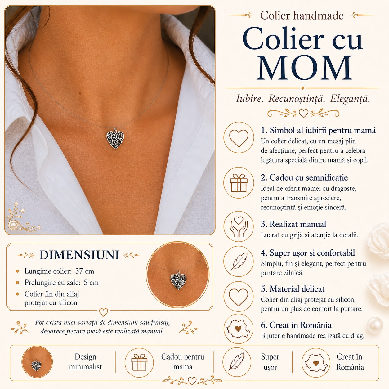 Colier Handmade pentru Mamă – Cadou Elegant și Plin de Semnificație