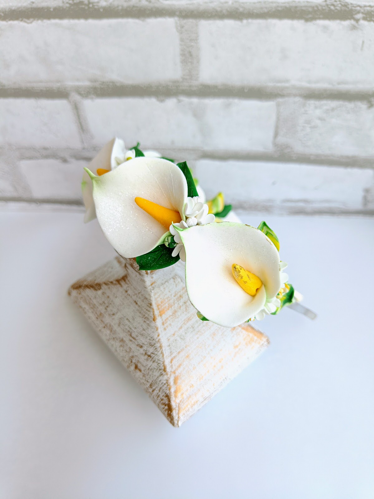 Bentiță handmade cu flori mari - cale