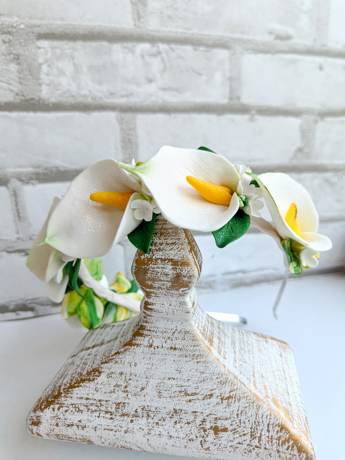 Bentiță handmade cu flori mari - cale
