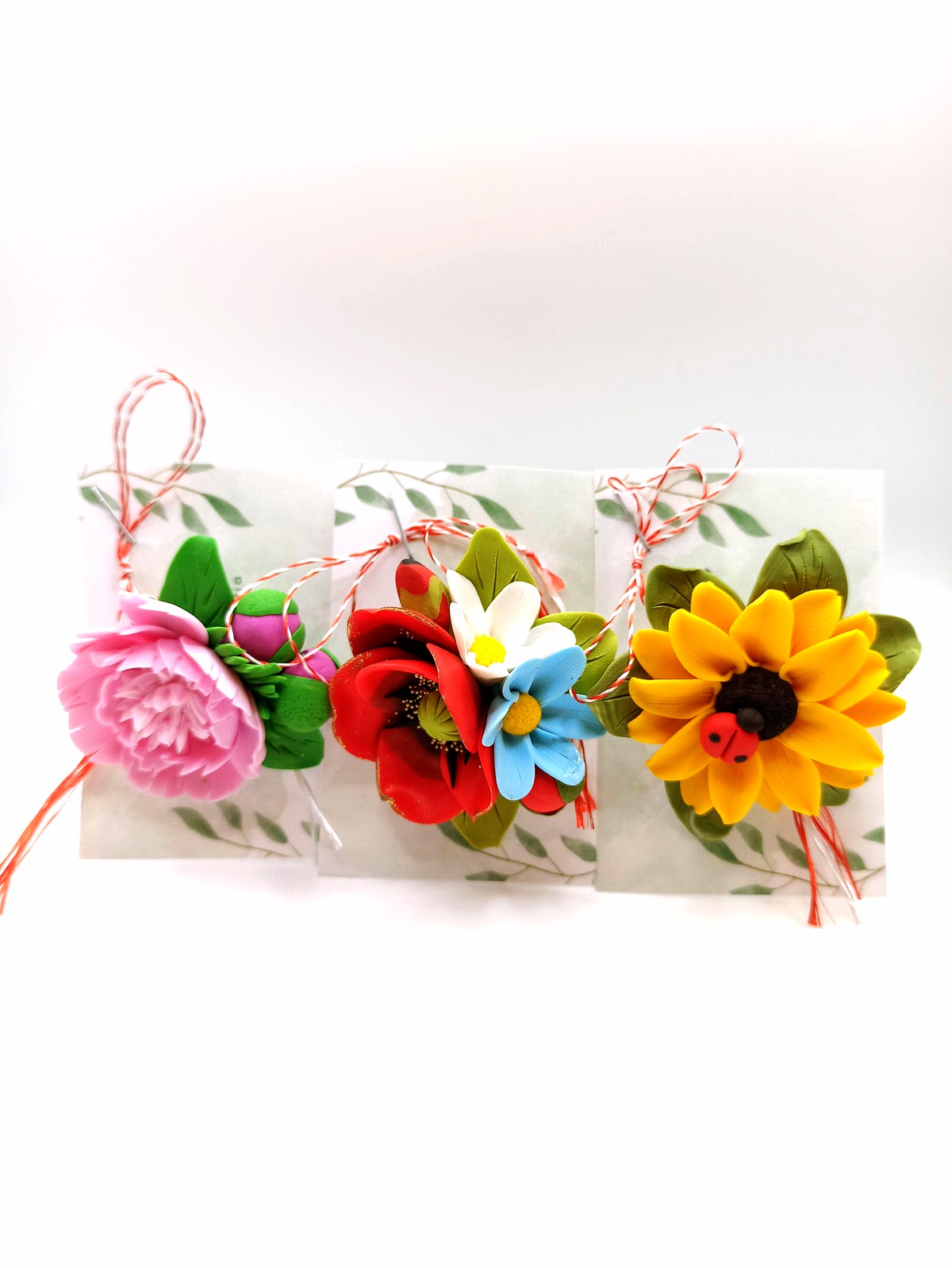 Mărțișoare Set - 3 broșe flori de vară