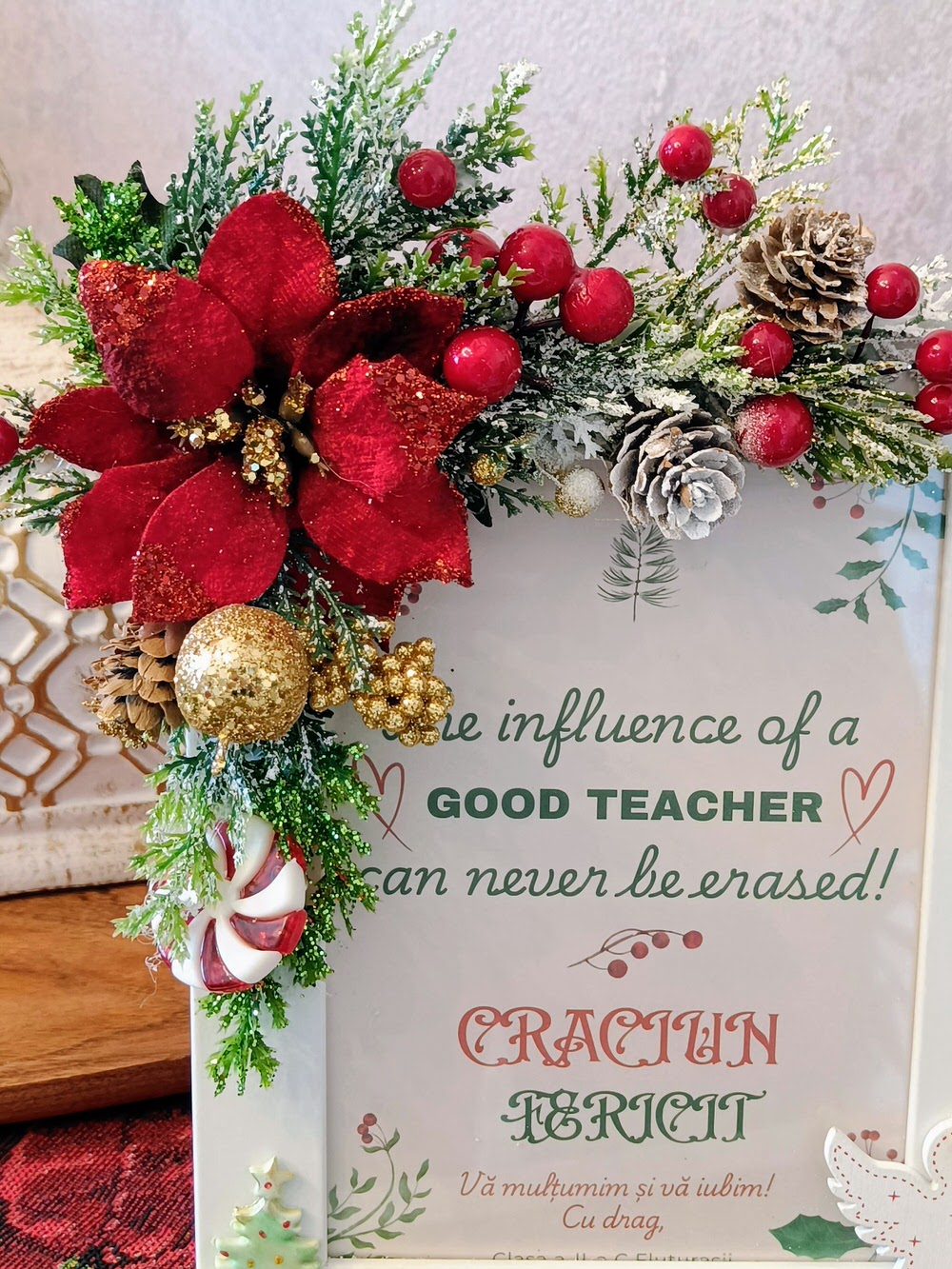 Cadou de Crăciun pentru Profesori | Tablou Personalizat Handmade cu Mesaj