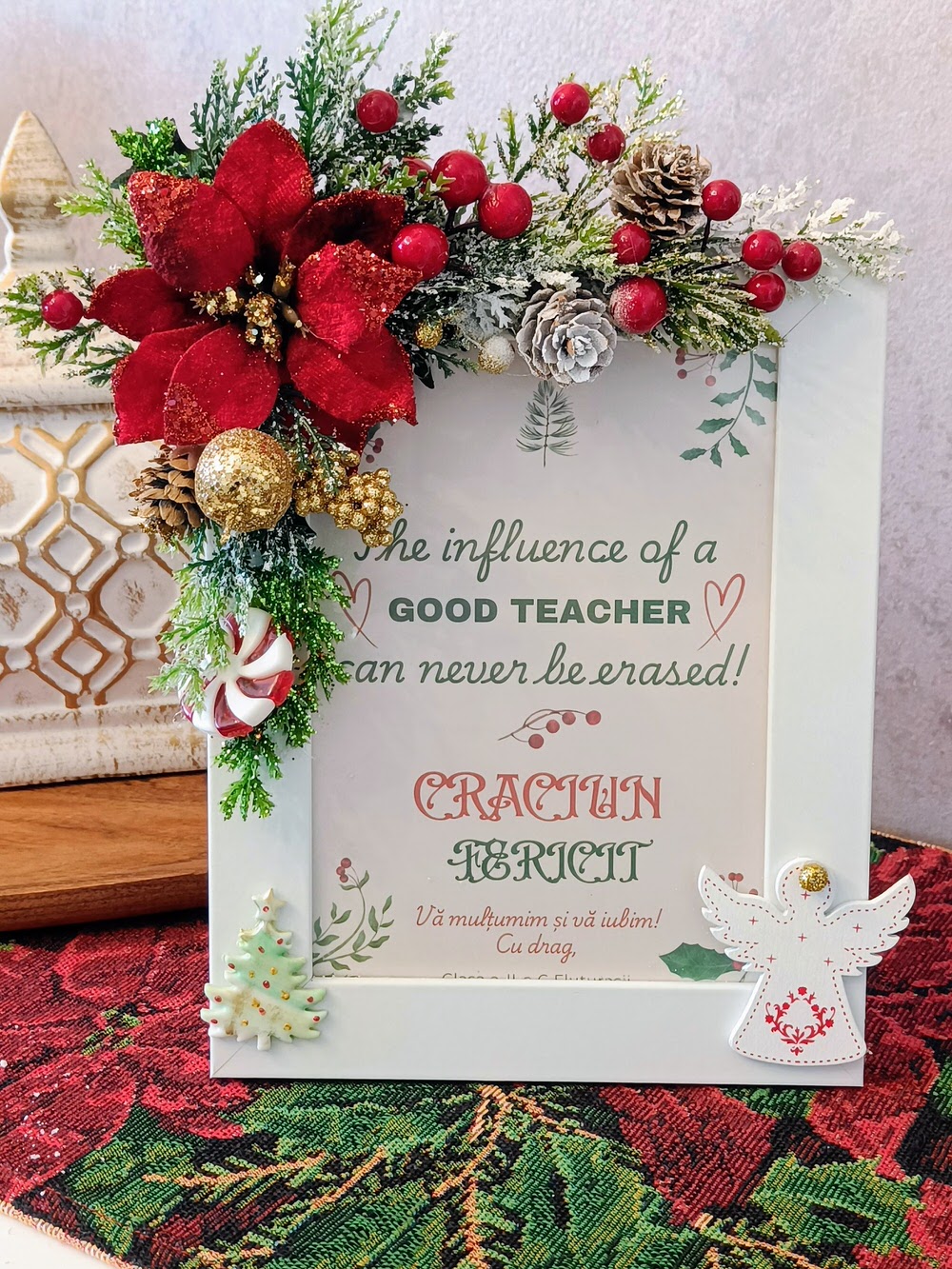Cadou de Crăciun pentru Profesori | Tablou Personalizat Handmade cu Mesaj