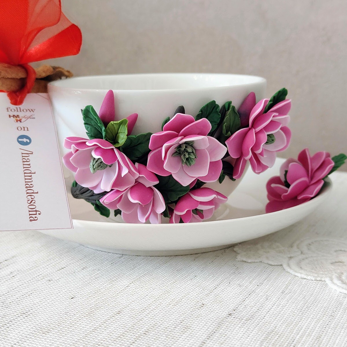Set cadou handmade pentru sotie: ceasca, farfurioara