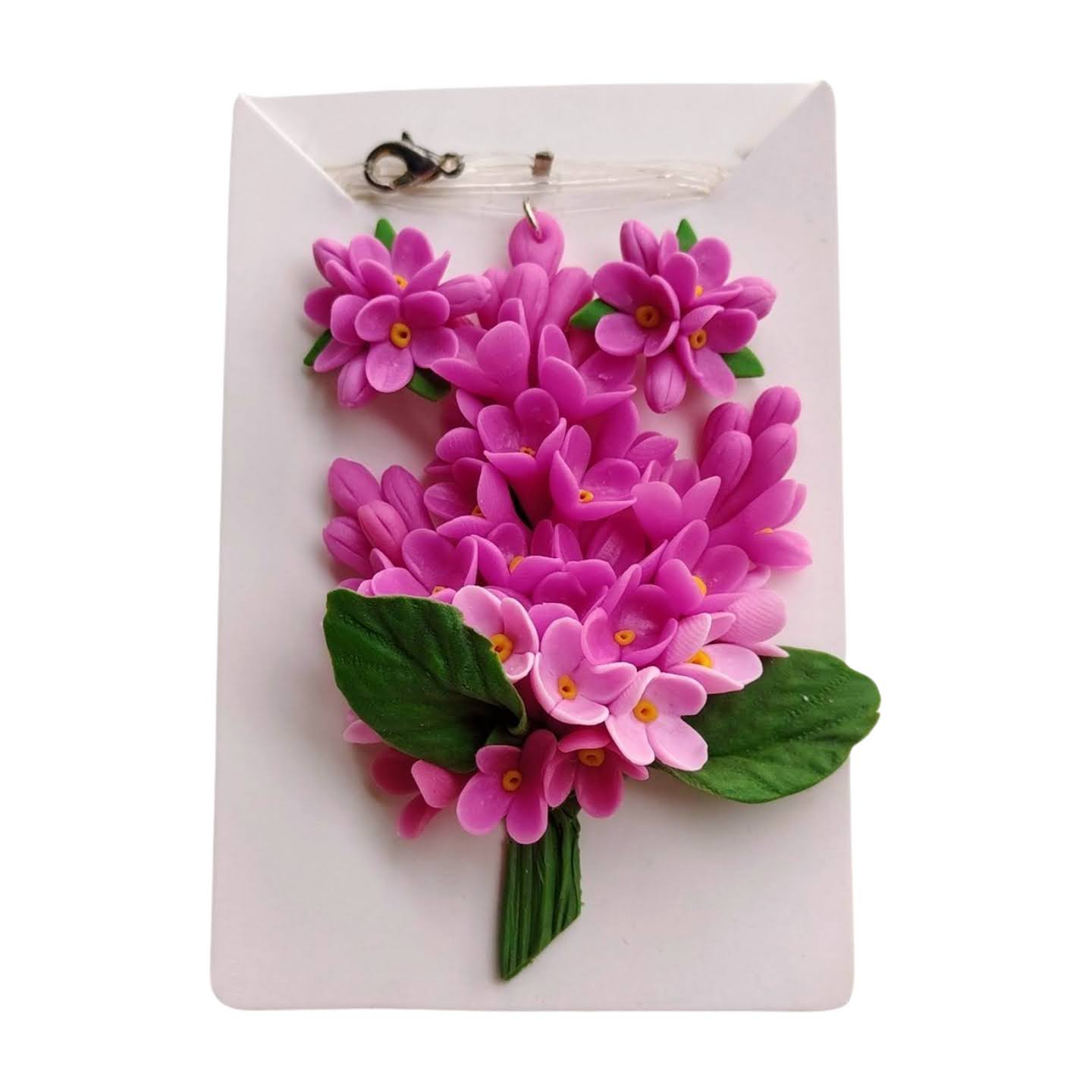 Set handmade pandantiv și cercei flori roz