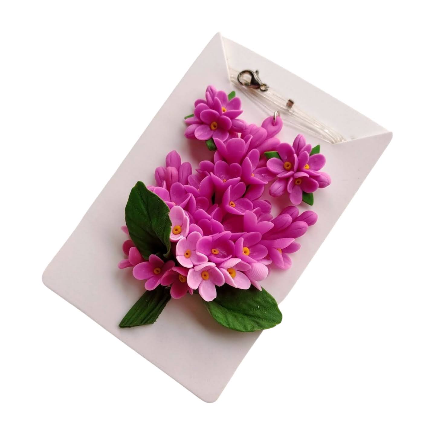 Set handmade pandantiv și cercei flori roz