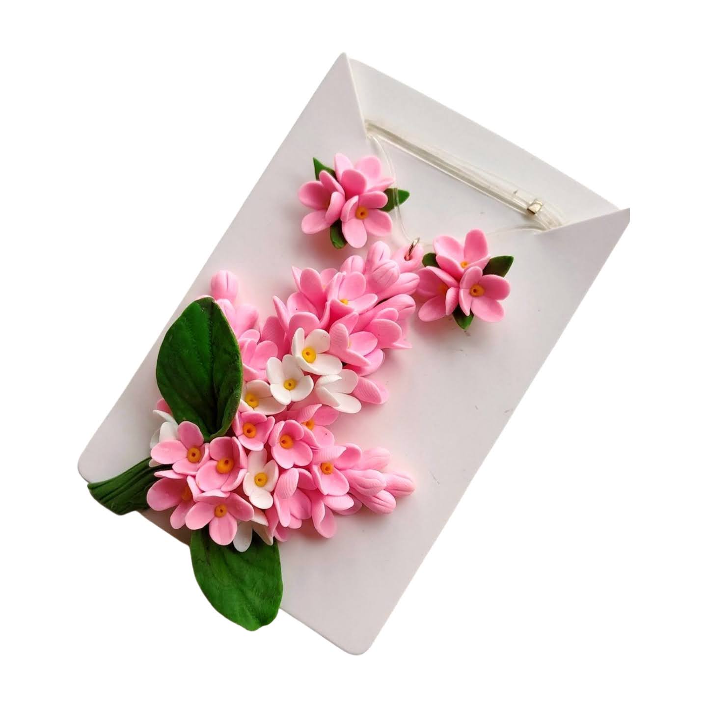 Set handmade pandantiv și cercei flori de liliac viu colorate