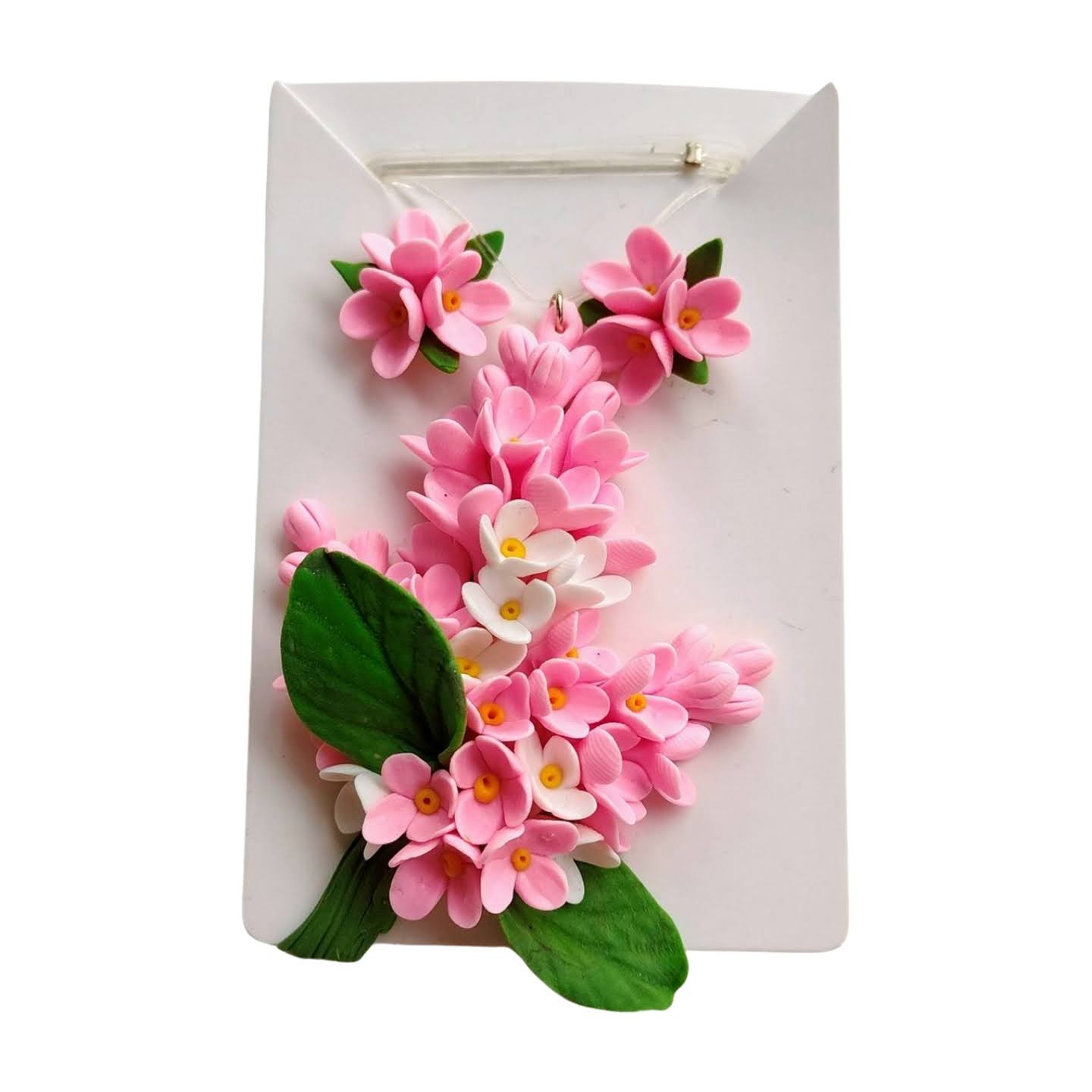 Set handmade pandantiv și cercei flori de liliac viu colorate